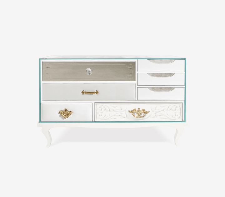 Soho Bedside Table  Boca Do Lobo White Lacquer  