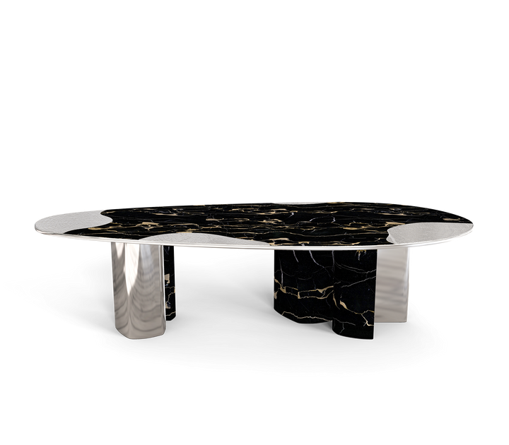 Ophelia Dining Table  Boca Do Lobo Portoro Marble And Silver  