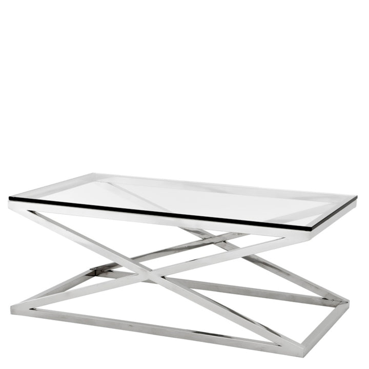 Coffee Table Criss Cross Polished Stainless Steel Furniture Eichholtz