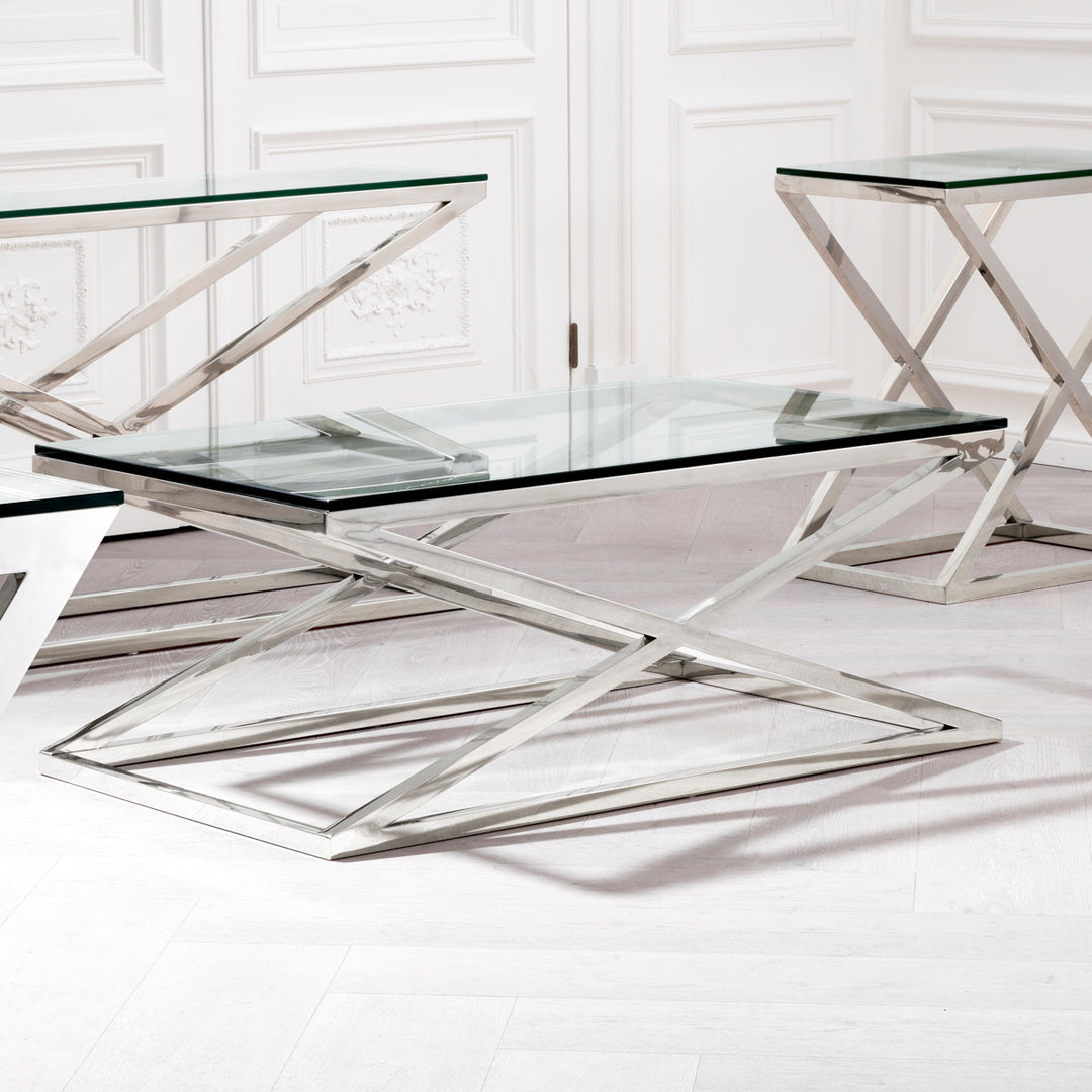 Coffee Table Criss Cross Polished Stainless Steel Furniture Eichholtz