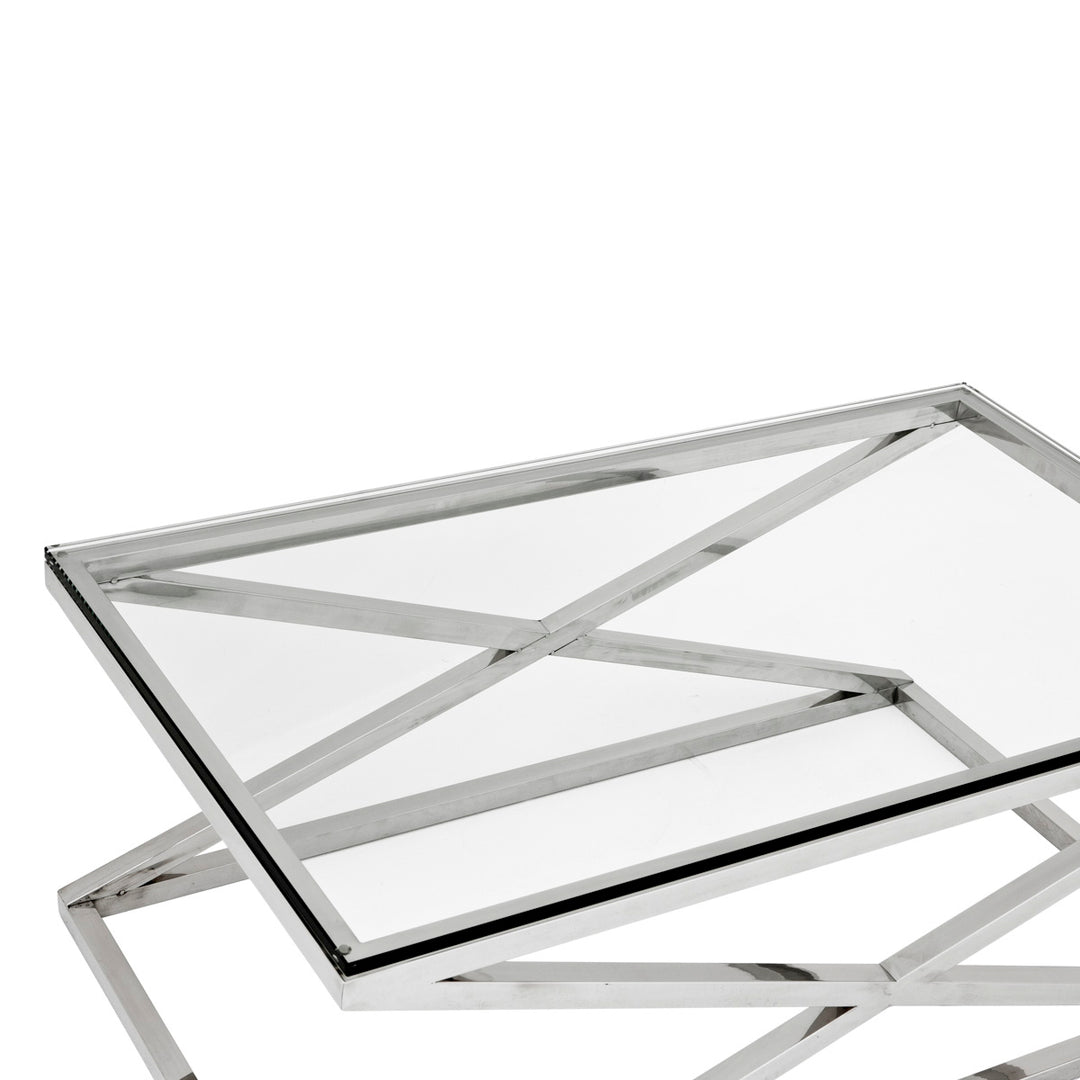 Coffee Table Criss Cross Polished Stainless Steel Furniture Eichholtz