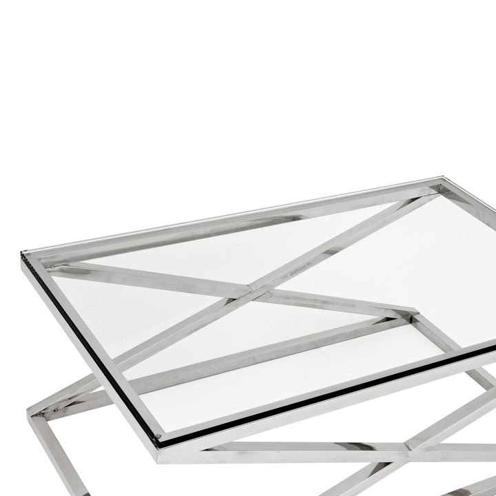 Coffee Table Criss Cross Polished Stainless Steel Furniture Eichholtz