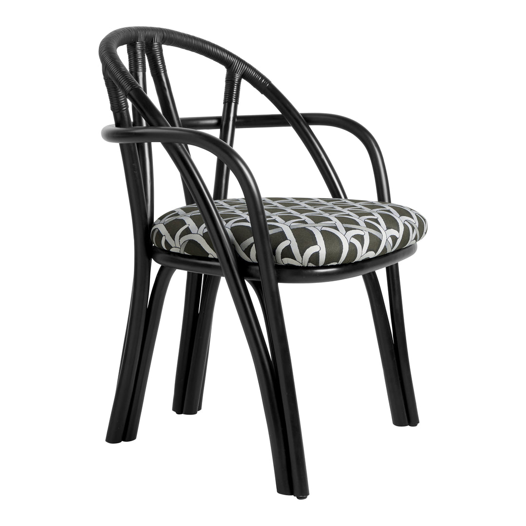 Bistra Dining Armchair Chairs Gubi Ebony Rattan / Limonta Reales Pattern 003