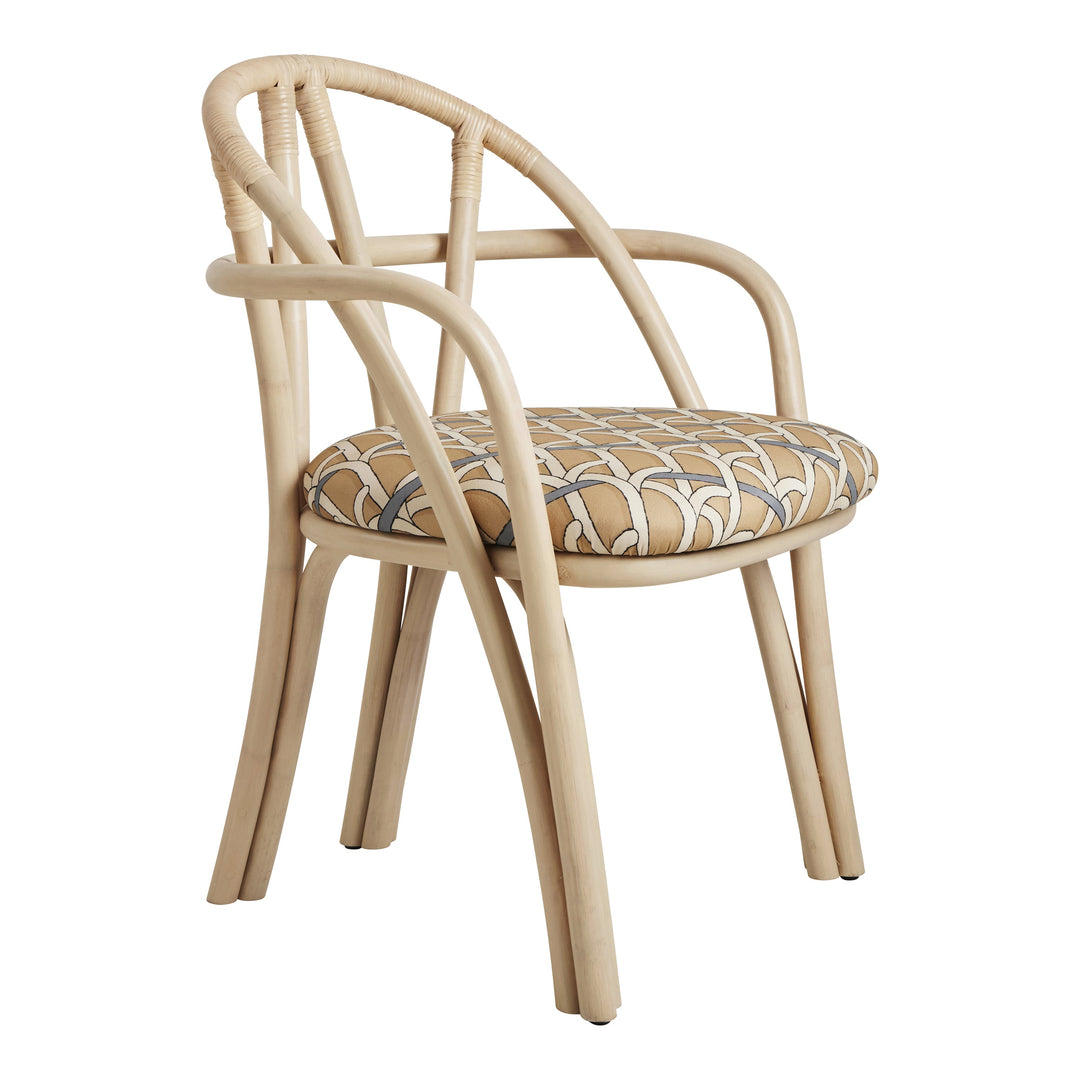 Bistra Dining Armchair Chairs Gubi Natural Rattan / Limonta Reales Pattern 002