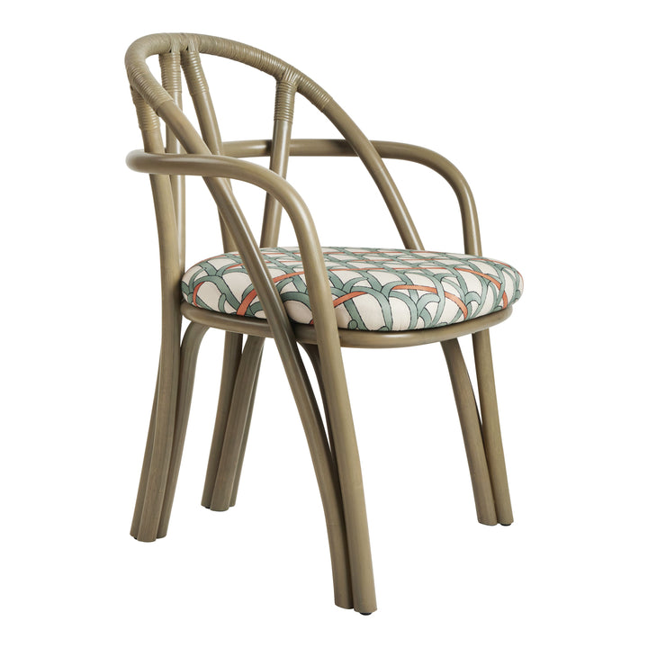 Bistra Dining Armchair Chairs Gubi Olive Rattan / Limonta Reales Pattern 001