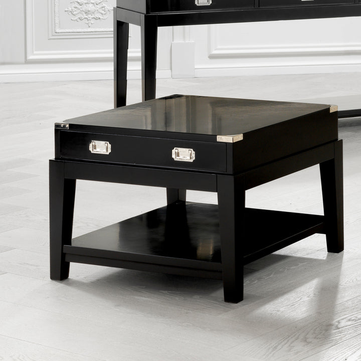 Side Table Military Black Finish Furniture Eichholtz