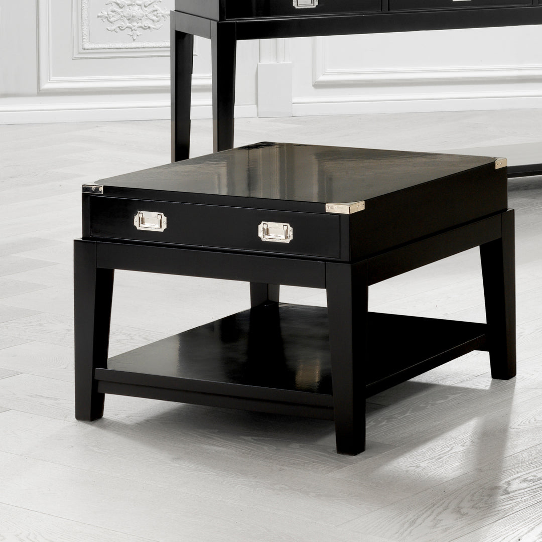 Side Table Military Black Finish Furniture Eichholtz