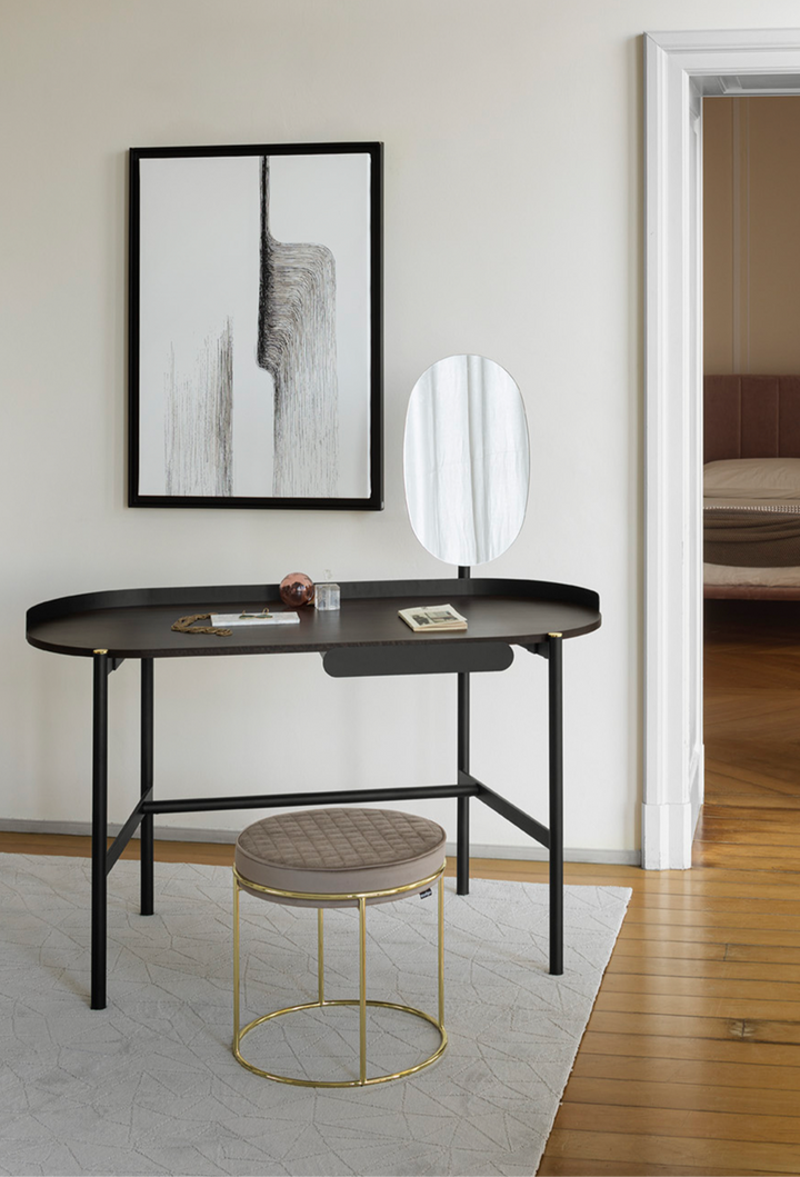 Madame desk with elliptical top and mirror Vanities Calligaris
