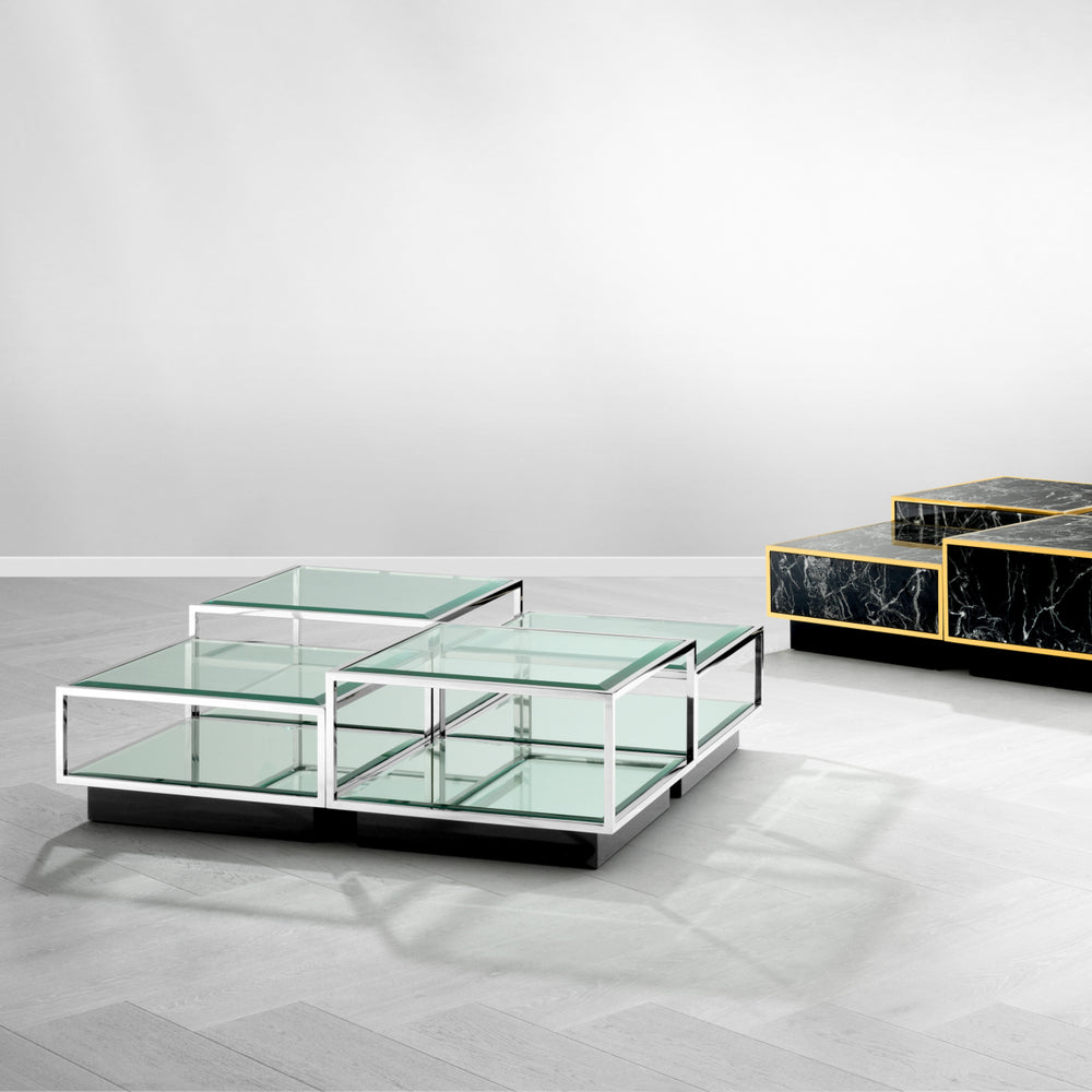Coffee Table Tortona Set Of 4 Polished Stainless Steel Furniture Eichholtz