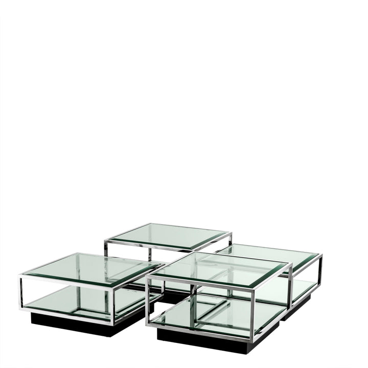 Coffee Table Tortona Set Of 4 Polished Stainless Steel Furniture Eichholtz