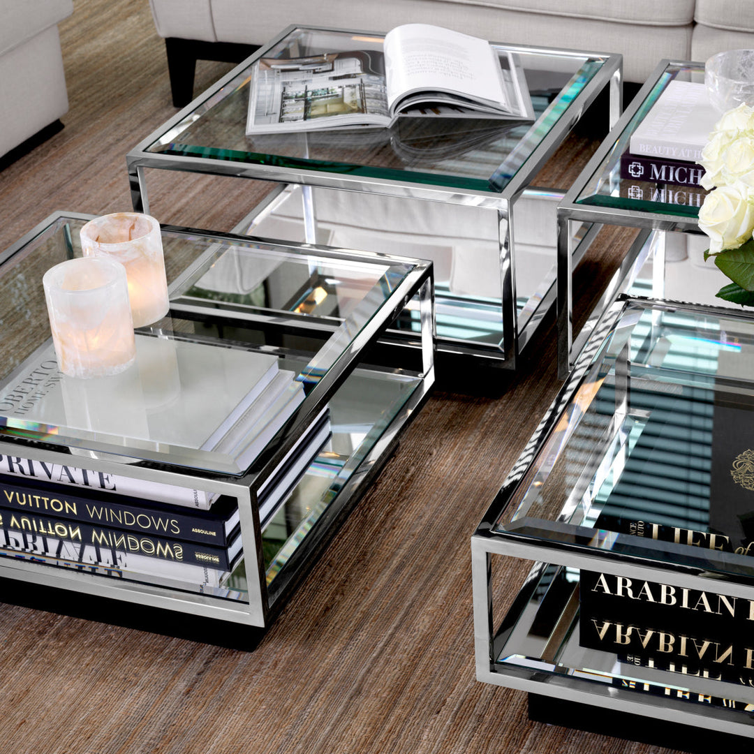 Coffee Table Tortona Set Of 4 Polished Stainless Steel Furniture Eichholtz