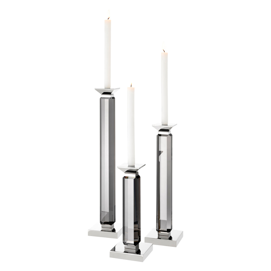Candle Holder Livia Set Of 3 Smoke Crystal Glass Accessories Eichholtz