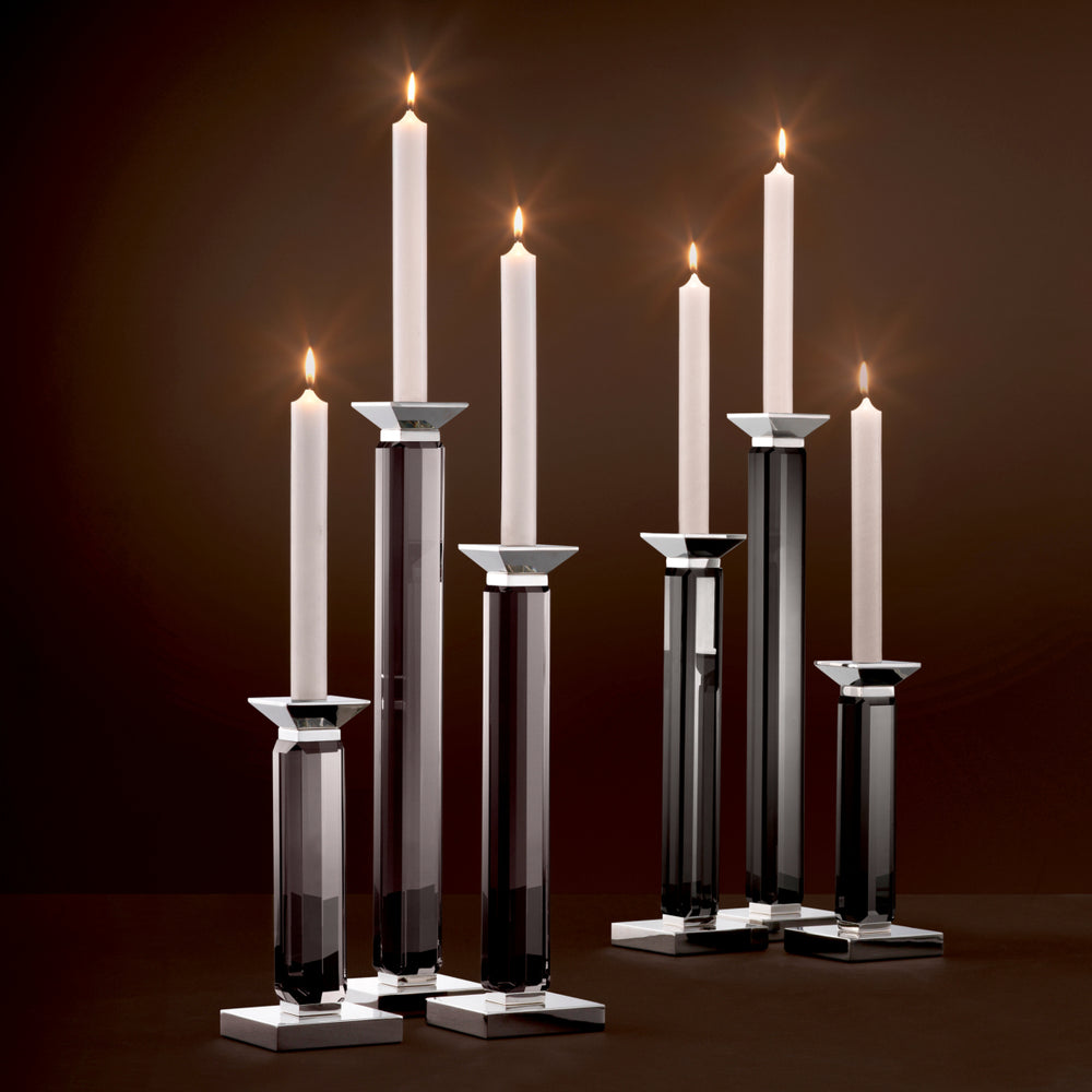 Candle Holder Livia Set Of 3 Smoke Crystal Glass Accessories Eichholtz