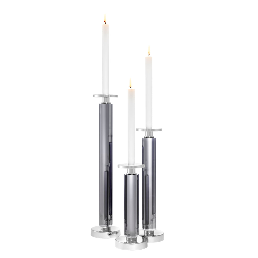 Candle Holder Chapman Set Of 3 Smoke Crystal Glass Accessories Eichholtz