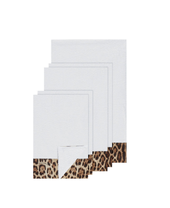 SET OF 5 LEOPARD BANDED TOWELS Bathroom Accessories Dolce&Gabbana   