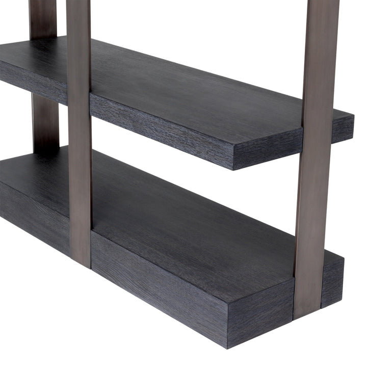Cabinet Geo Charcoal Grey Crown Oak Veneer Medium Bronze Finish Furniture Eichholtz