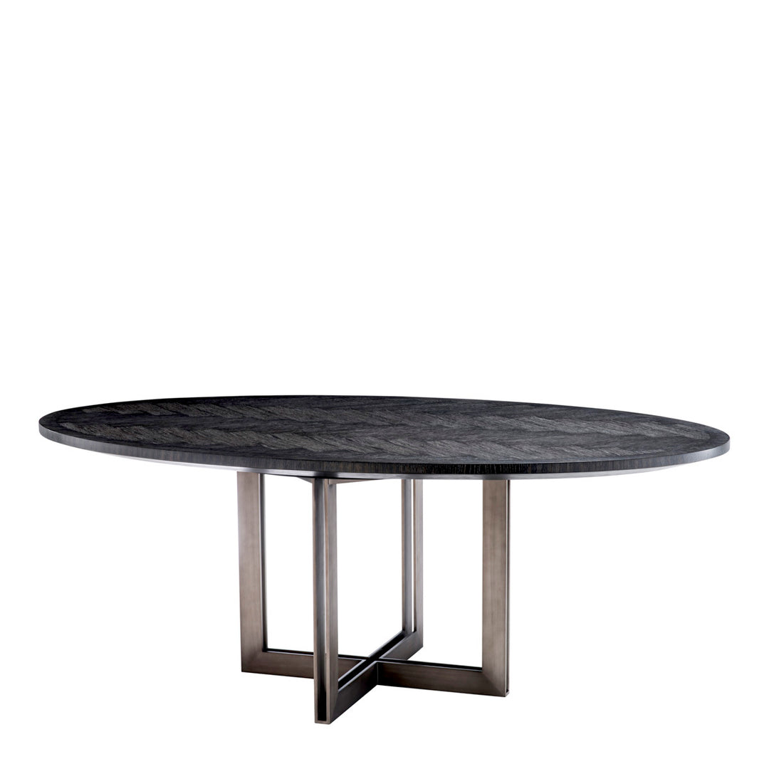 Dining Table Melchior Oval Charcoal Oak Veneer Furniture Eichholtz