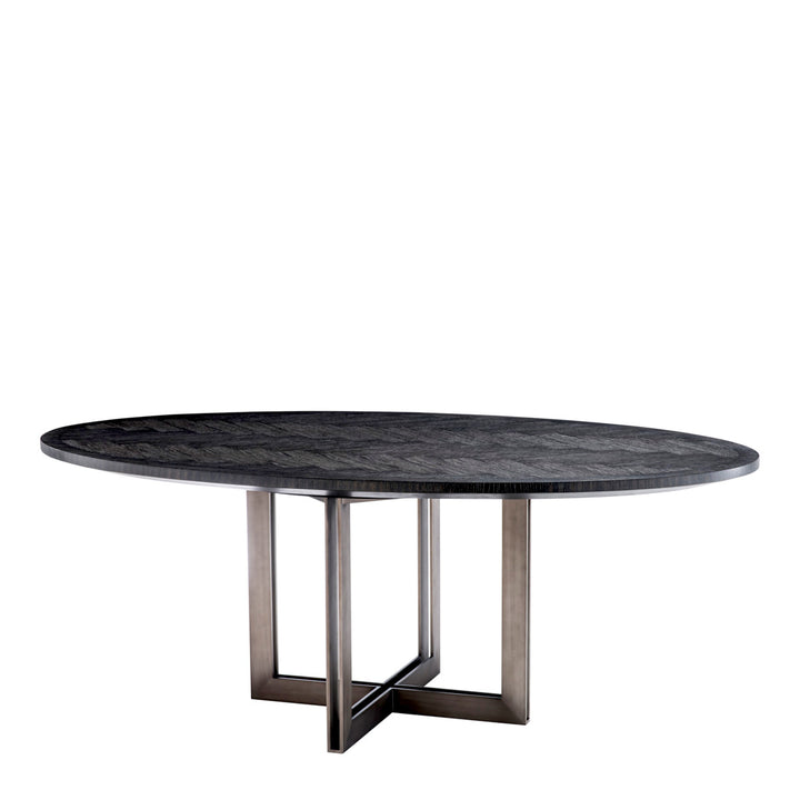 Dining Table Melchior Oval Charcoal Oak Veneer Furniture Eichholtz