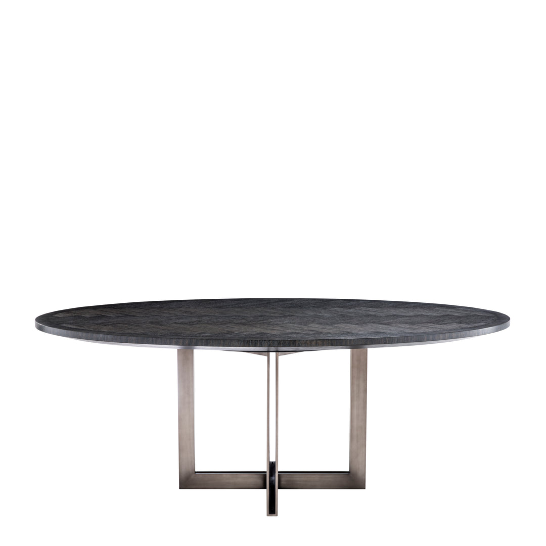 Dining Table Melchior Oval Charcoal Oak Veneer Furniture Eichholtz