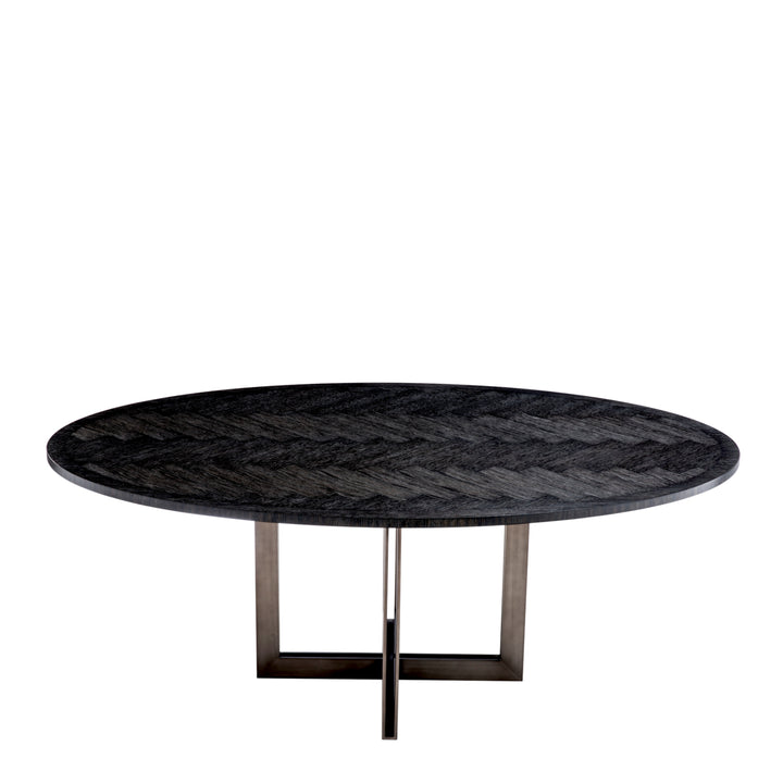 Dining Table Melchior Oval Charcoal Oak Veneer Furniture Eichholtz