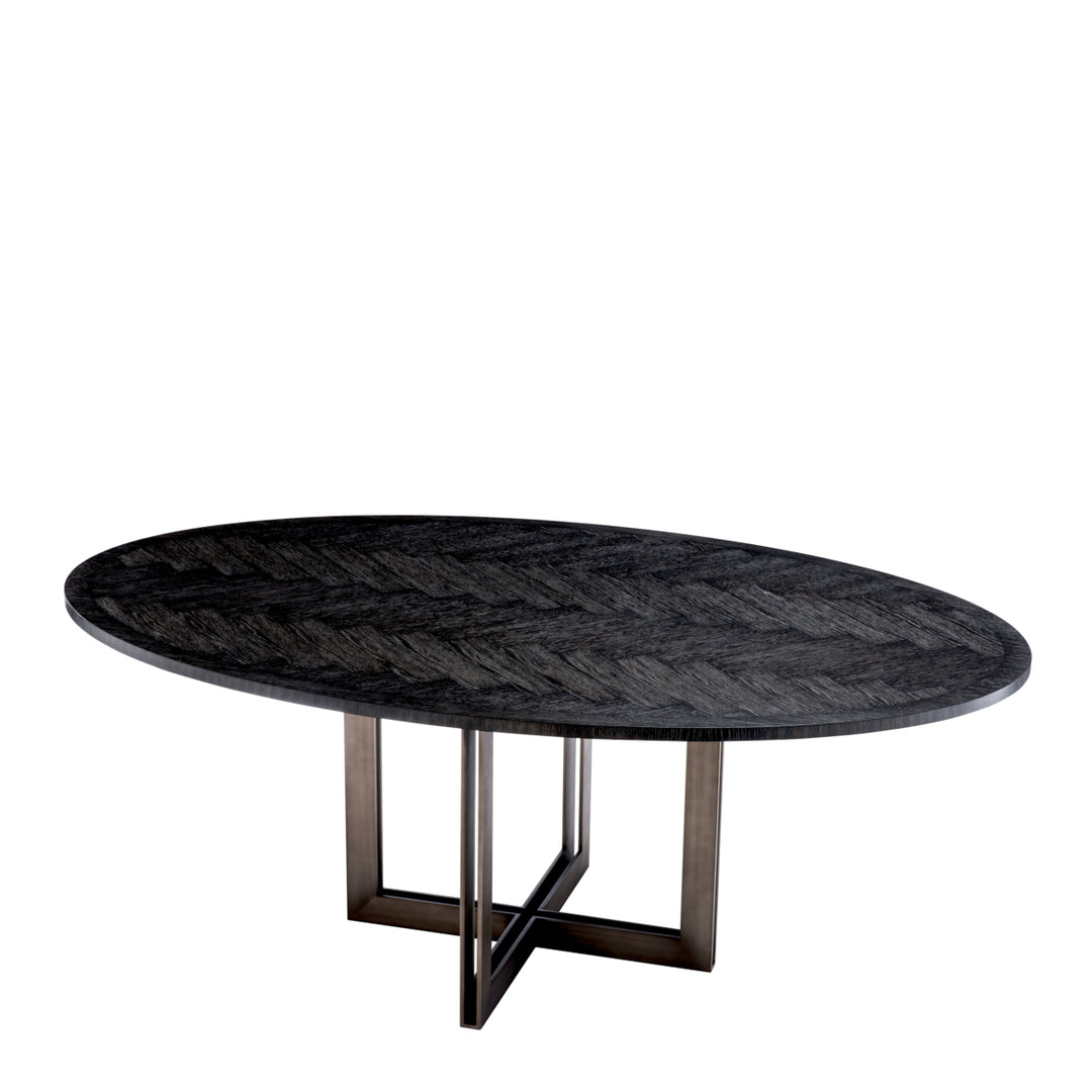 Dining Table Melchior Oval Charcoal Oak Veneer Furniture Eichholtz