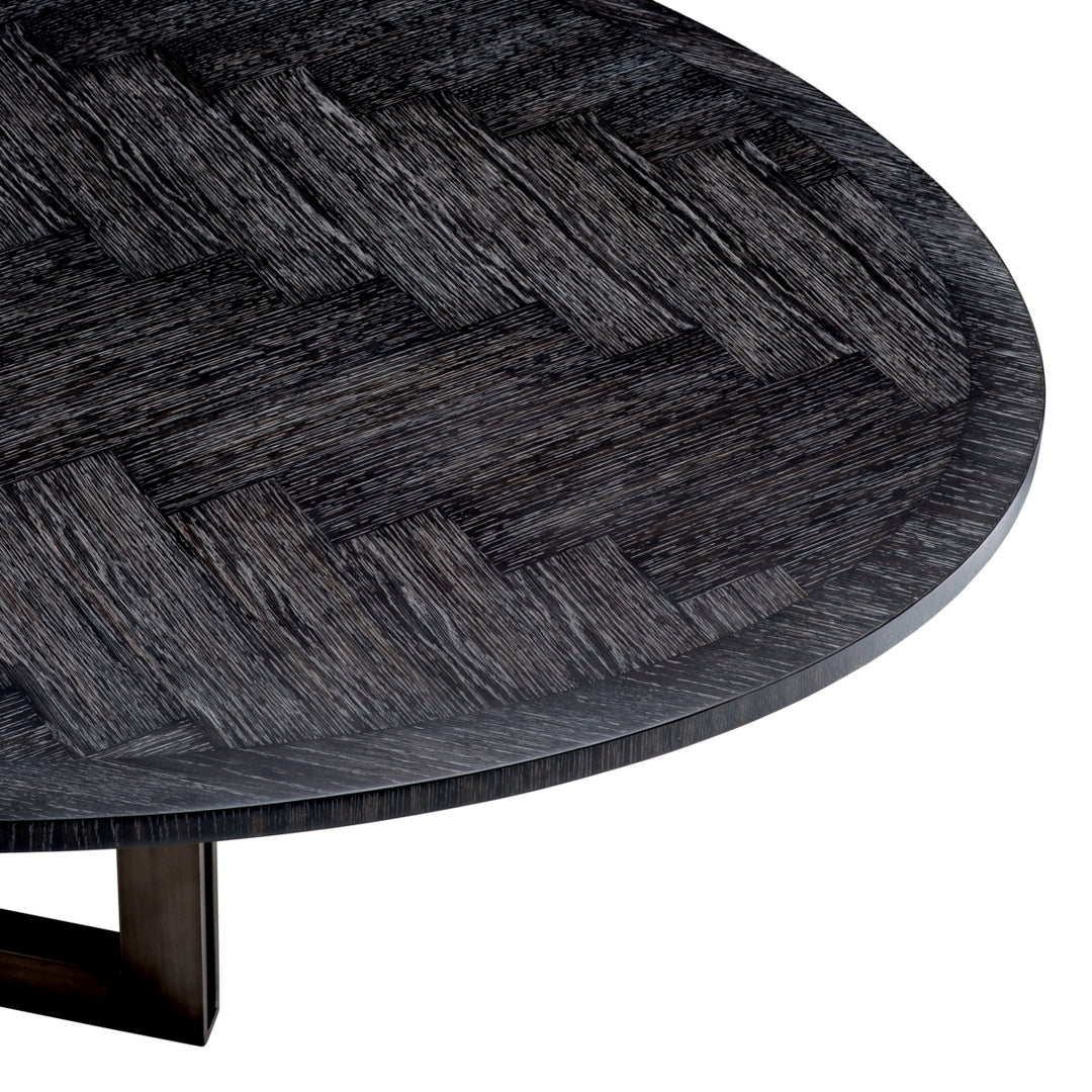 Dining Table Melchior Oval Charcoal Oak Veneer Furniture Eichholtz