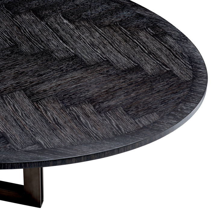 Dining Table Melchior Oval Charcoal Oak Veneer Furniture Eichholtz