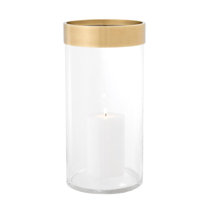 Hurricane Vertex L Clear Glass Antique Brass Finish Accessories Eichholtz