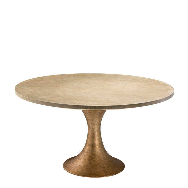 Dining Table Melchior Round Washed Oak Veneer Furniture Eichholtz