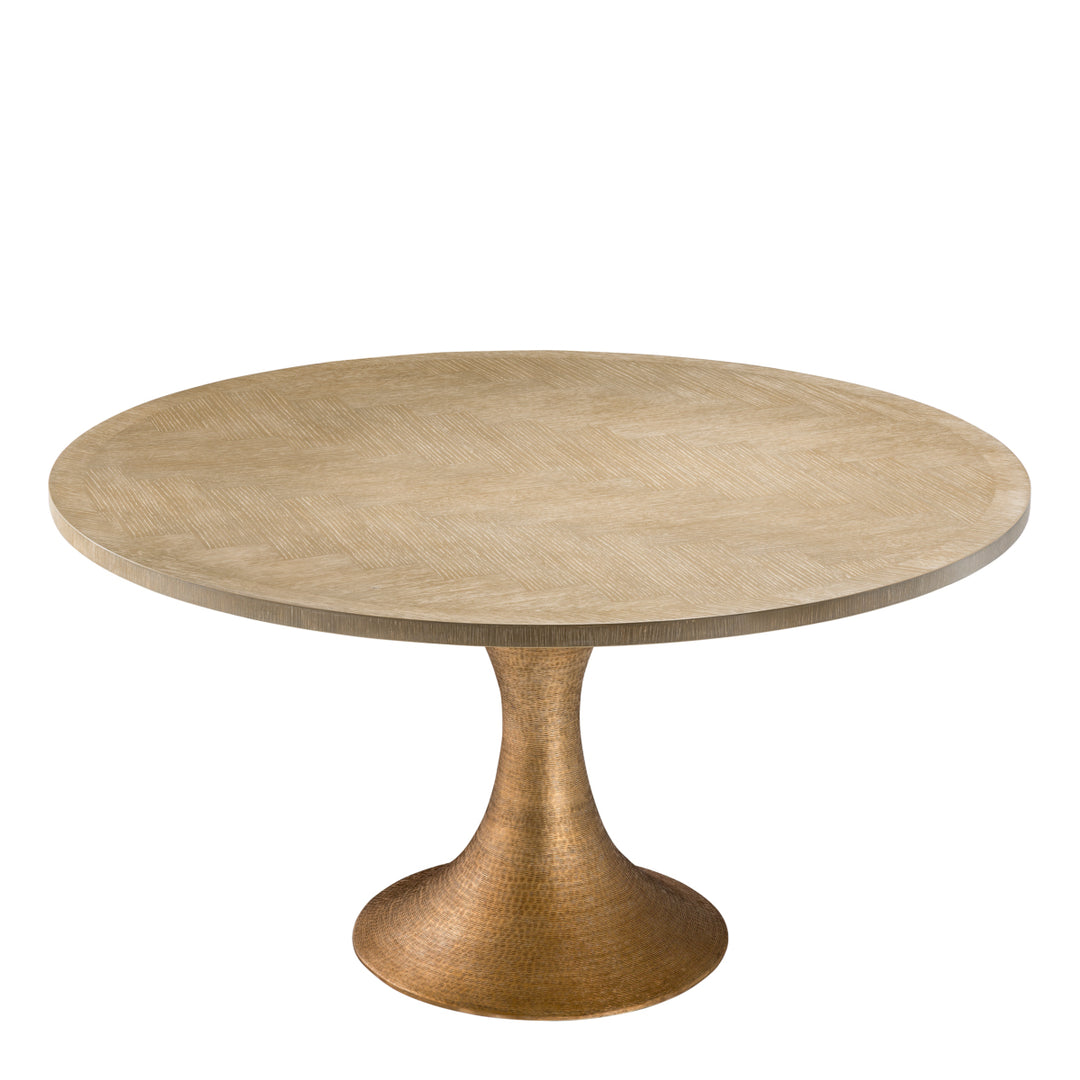 Dining Table Melchior Round Washed Oak Veneer Furniture Eichholtz