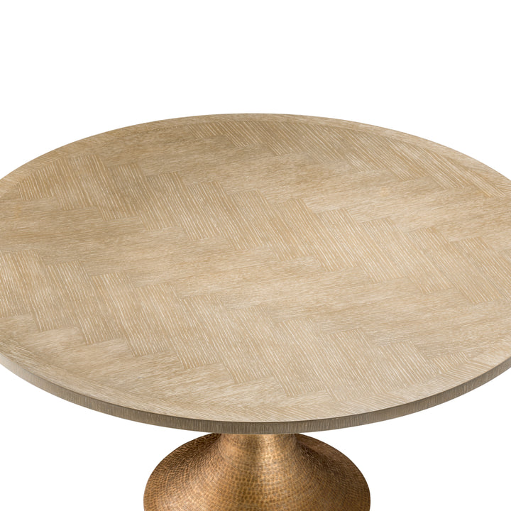 Dining Table Melchior Round Washed Oak Veneer Furniture Eichholtz