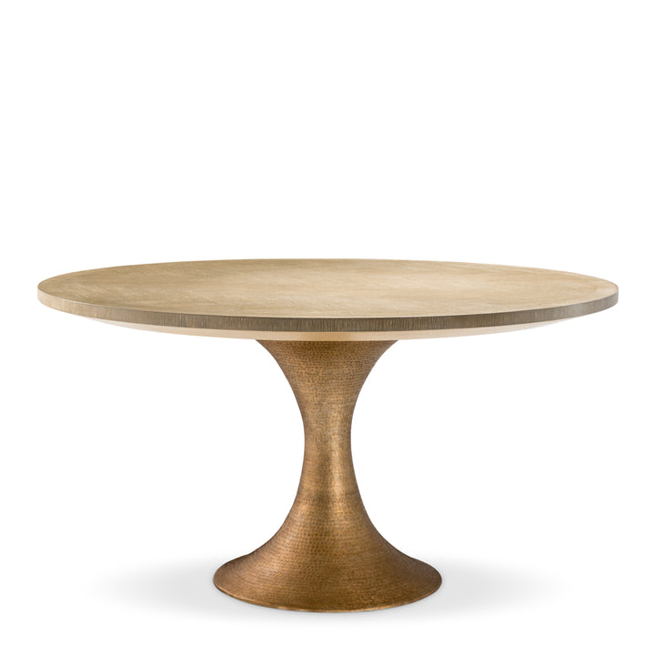 Dining Table Melchior Round Washed Oak Veneer Furniture Eichholtz