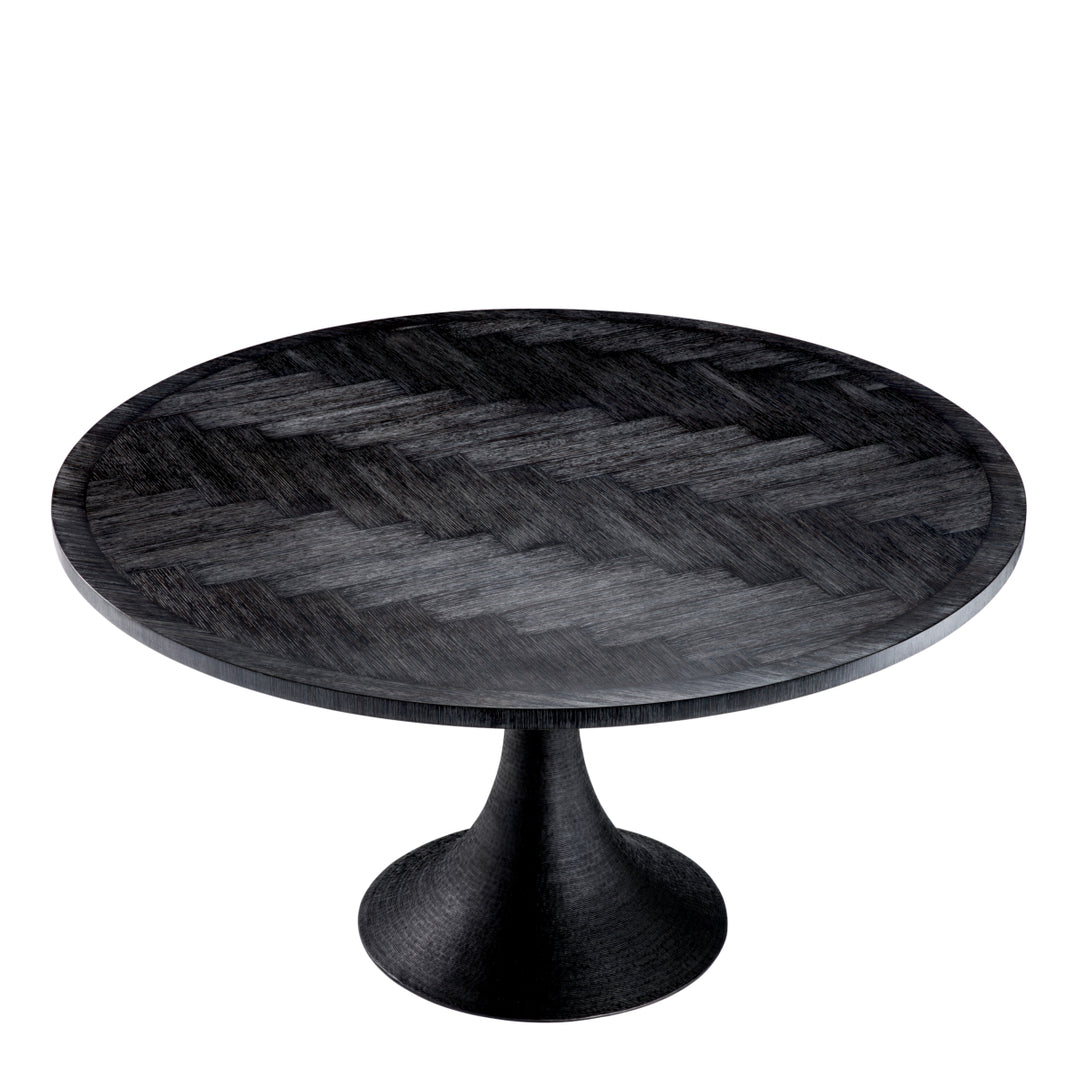 Dining Table Melchior Round Charcoal Oak Veneer Furniture Eichholtz