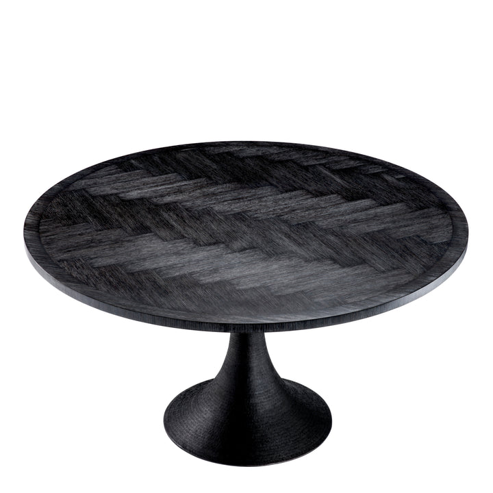 Dining Table Melchior Round Charcoal Oak Veneer Furniture Eichholtz