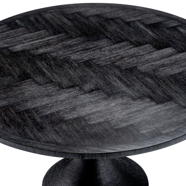 Dining Table Melchior Round Charcoal Oak Veneer Furniture Eichholtz