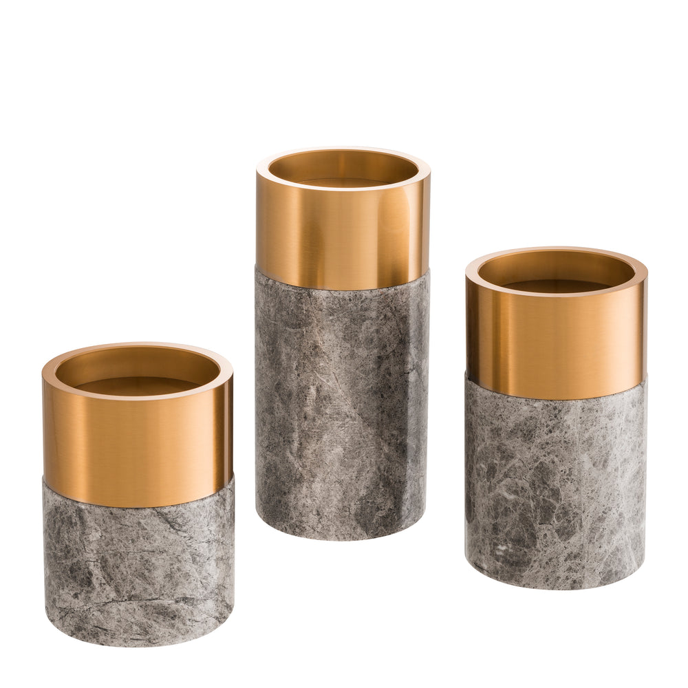 Candle Holder Sierra Set Of 3 Grey Marble Accessories Eichholtz