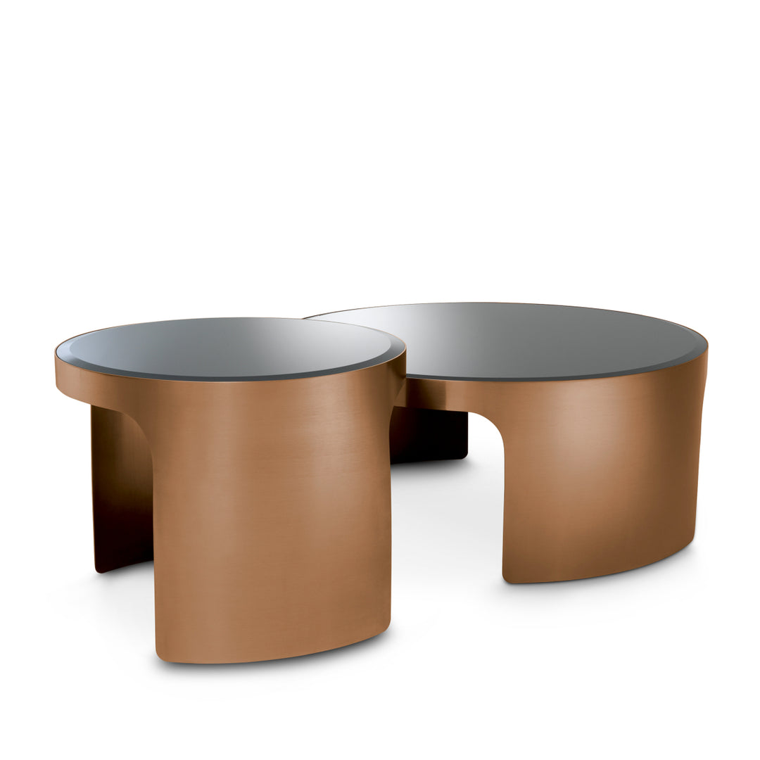 Coffee Table Piemonte Set Of 2 Brushed Copper Finish Coffee Tables Eichholtz