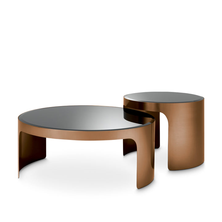 Coffee Table Piemonte Set Of 2 Brushed Copper Finish Coffee Tables Eichholtz
