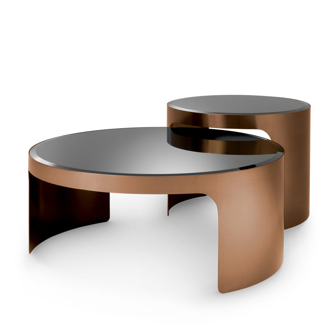 Coffee Table Piemonte Set Of 2 Brushed Copper Finish Coffee Tables Eichholtz