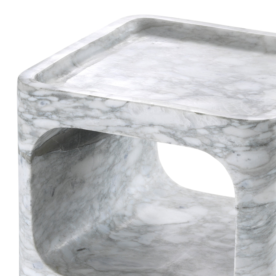 Side Table Adler Honed White Marble Tables Eichholtz