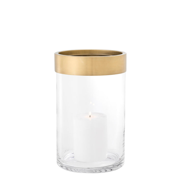 Hurricane Vertex S Clear Glass Antique Brass Finish Accessories Eichholtz