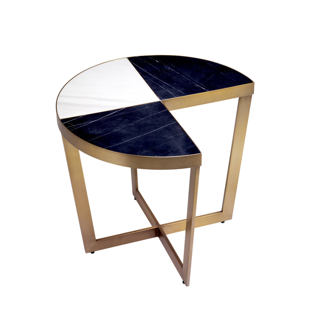 Side Table Turino Brushed Brass Finish Black Marble Furniture Eichholtz