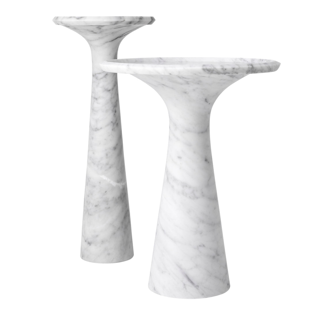 Side Table Pompano High Honed Carrera Marble Tables Eichholtz
