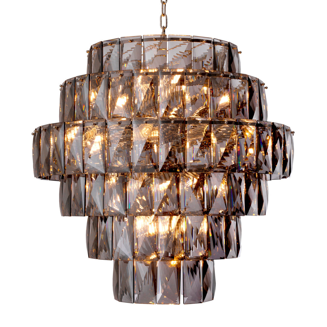Chandelier Amazone L Nickel Finish Smoke Crystal Glass Lighting Eichholtz