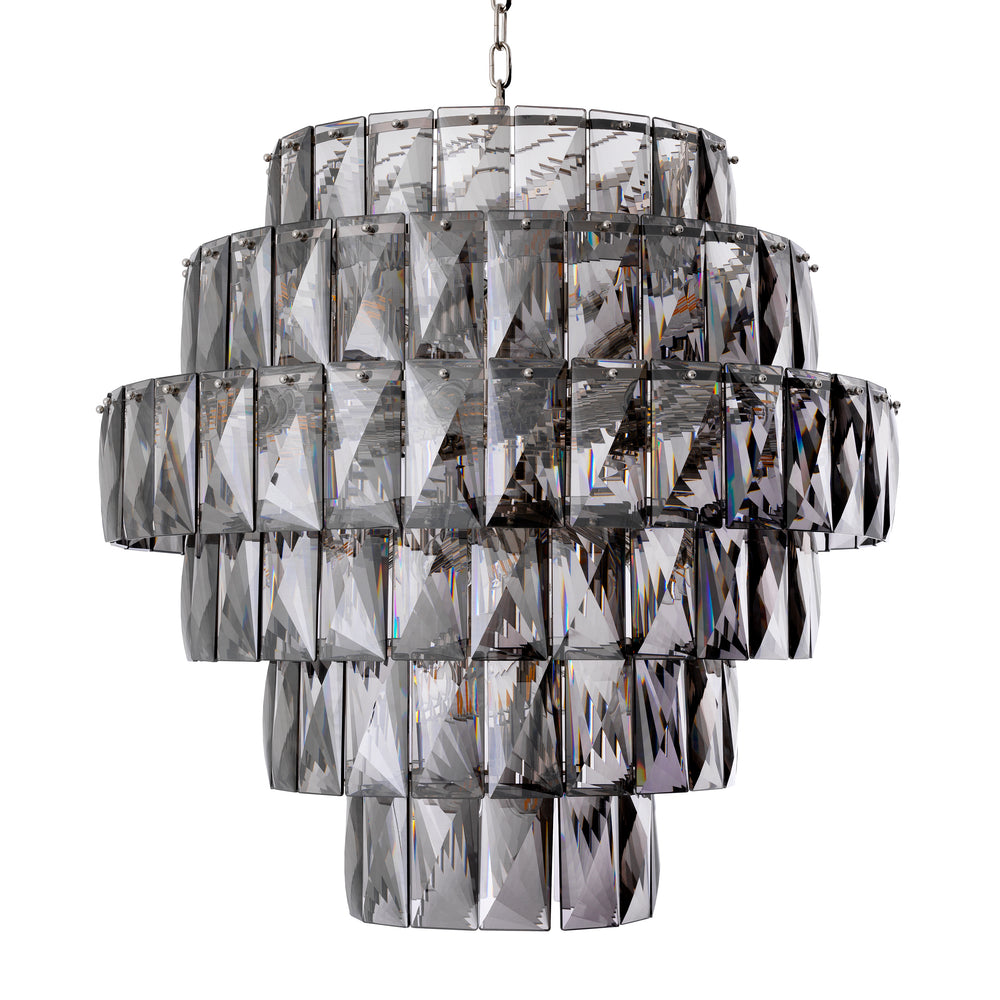 Chandelier Amazone L Nickel Finish Smoke Crystal Glass Lighting Eichholtz