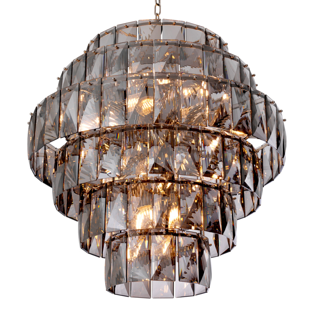 Chandelier Amazone L Nickel Finish Smoke Crystal Glass Lighting Eichholtz