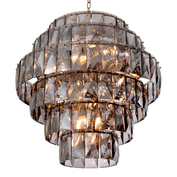 Chandelier Amazone L Nickel Finish Smoke Crystal Glass Lighting Eichholtz