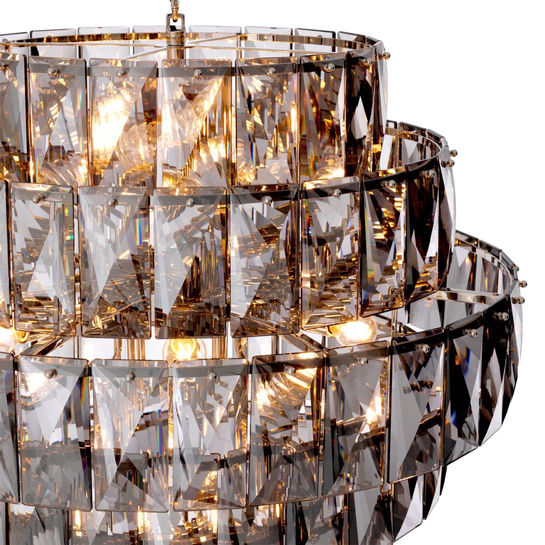 Chandelier Amazone L Nickel Finish Smoke Crystal Glass Lighting Eichholtz