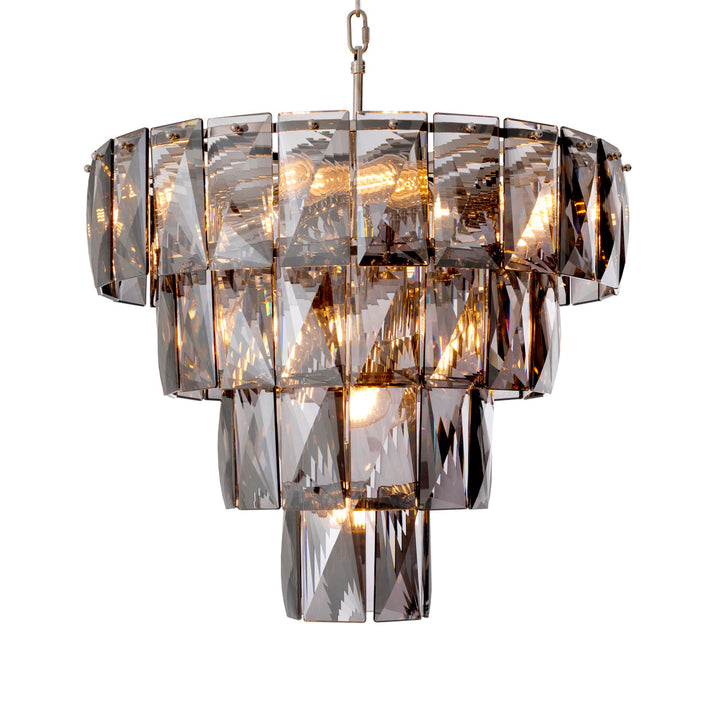 Chandelier Amazone S Nickel Finish Smoke Crystal Glass Lighting Eichholtz