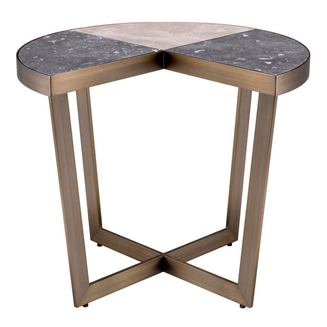 Side Table Turino Brushed Brass Finish Grey Marble Furniture Eichholtz